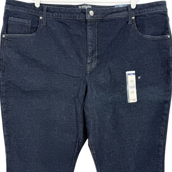 NWT Terra & Sky Women Core Straight High Rise Stretch Navy Denim Jeans Plus 26WP - Picture 3 of 11